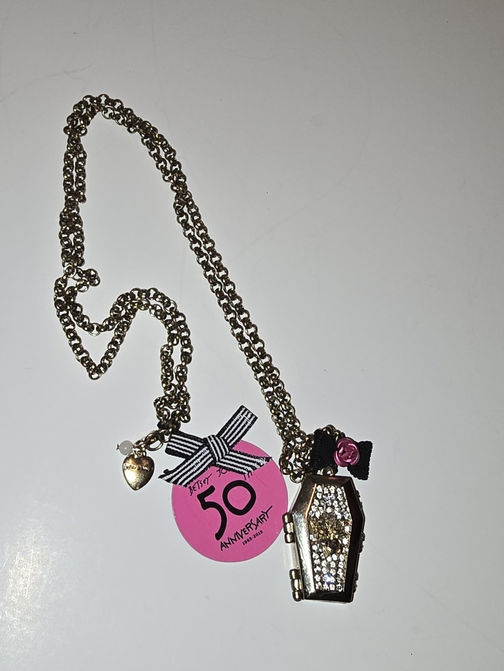 Betsey Johnson Gold-Tone Coffin Locket Necklace with Skeleton